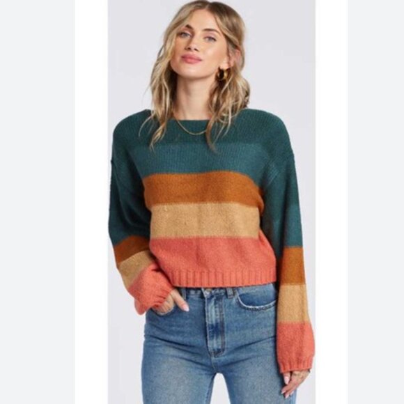 BILLABONG Retro Color Stripe Cropped Sweater - Picture 11 of 12